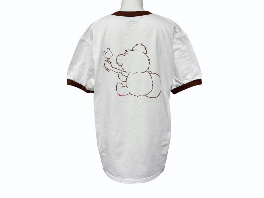 新品未使用 KAPITAL キャピタル 20/-天竺 VネックリンガーT(リトルベア&ハーモニーpt) Tシャツ K2502SC017 ホワイト ブラウン サイズ3 中古 4b007552