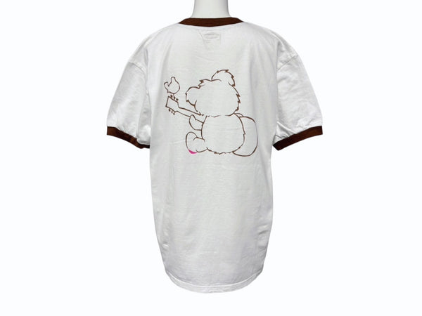Brand new, unused KAPITAL 20/- jersey V-neck ringer T-shirt (Little Bear)&ハMoni pt) T-shirt K2502SC017 White Brown Size 3 Used 4b007552