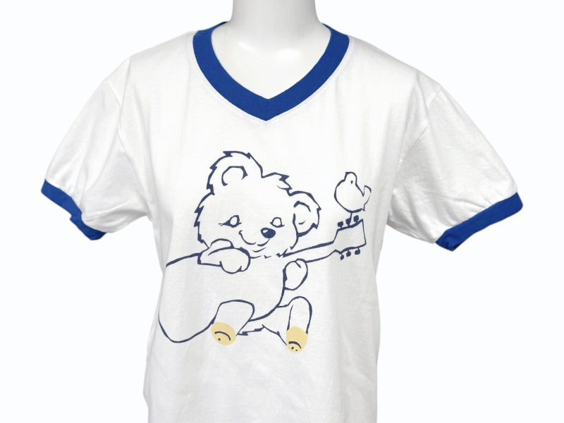 新品未使用 KAPITAL キャピタル 20/-天竺 VネックリンガーT(リトルベア&ハーモニーpt) Tシャツ K2502SC017 ブルー サイズ1 中古 4b007554