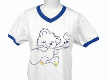 画像をギャラリービューアに読み込む, 新品未使用 KAPITAL キャピタル 20/-天竺 VネックリンガーT(リトルベア&amp;ハーモニーpt) Tシャツ K2502SC017 ブルー サイズ1 中古 4b007554