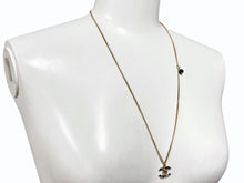 画像をギャラリービューアに読み込む, 極美品 CHANEL シャネル ラインストーン ココマーク ネックレス 16B刻印 重量8.0g メタル ブラック ゴールド金具 中古 4b007575