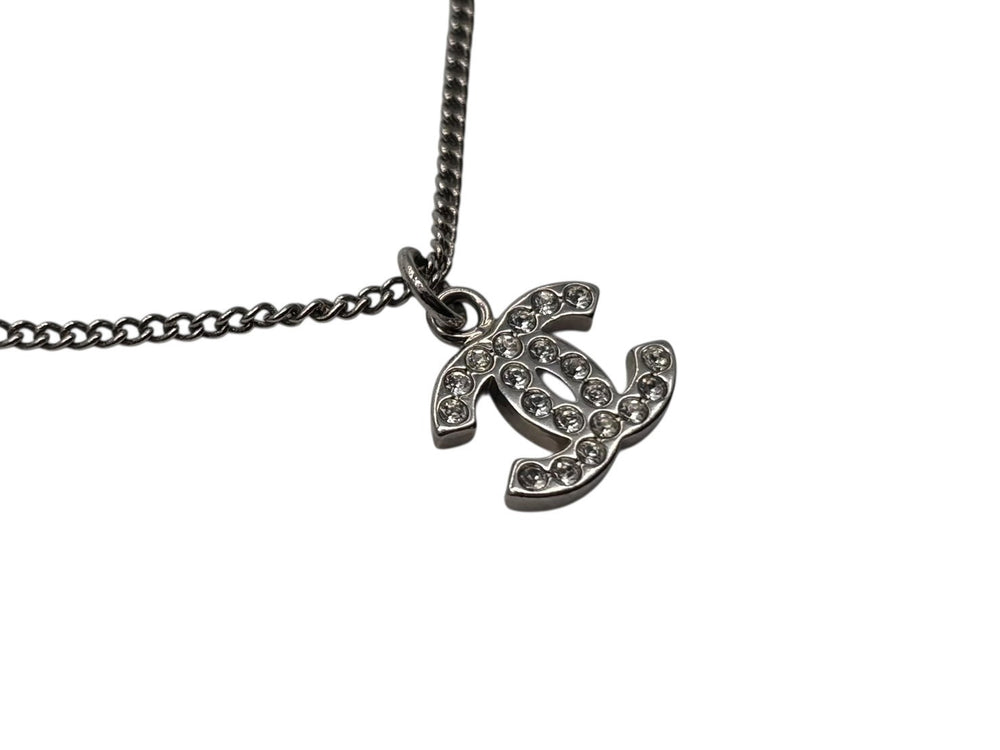 Very good condition CHANEL Rhinestone Coco mark necklace 09V stamp Weight 5.0g Silver hardware Used 4b007577