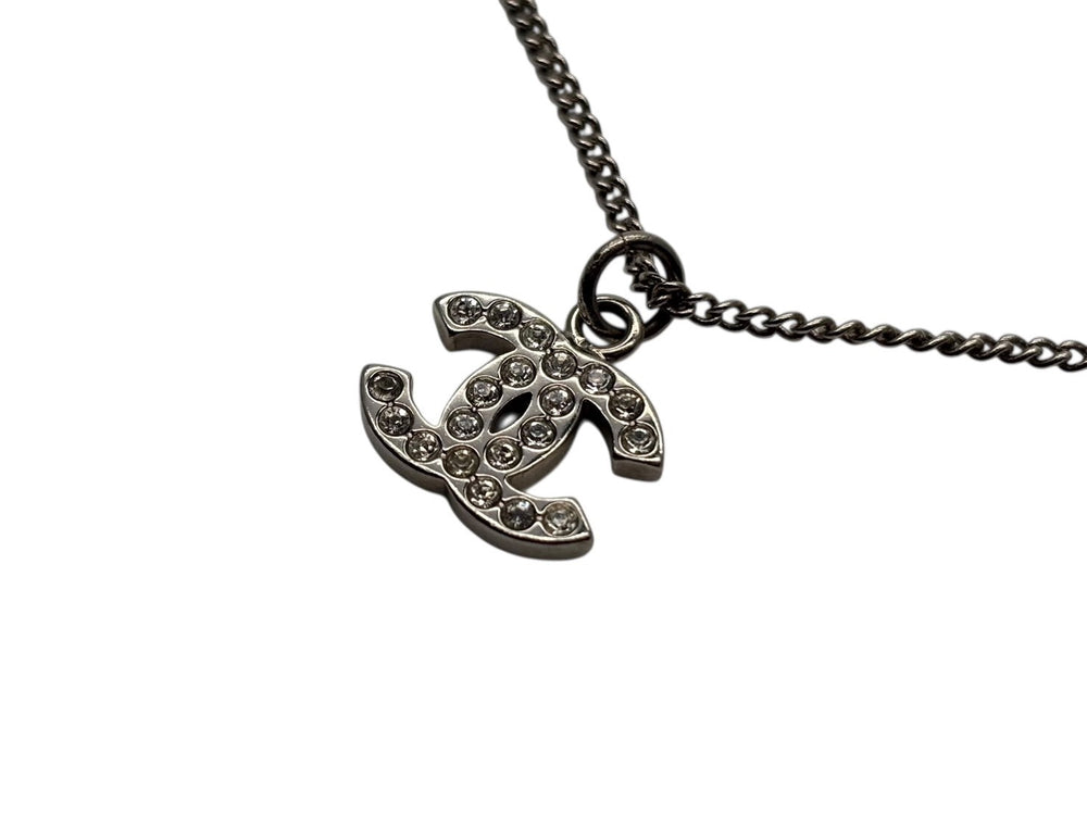 Very good condition CHANEL Rhinestone Coco mark necklace 09V stamp Weight 5.0g Silver hardware Used 4b007577
