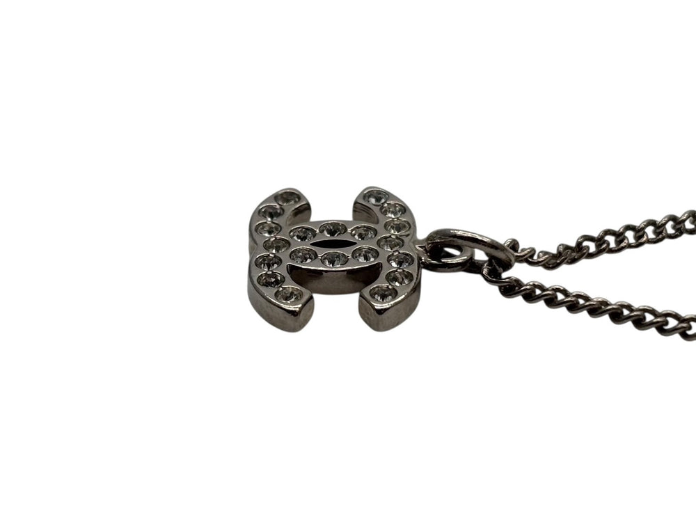 Very good condition CHANEL Rhinestone Coco mark necklace 09V stamp Weight 5.0g Silver hardware Used 4b007577