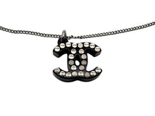 画像をギャラリービューアに読み込む, CHANEL シャネル ココマーク ラインストーン ネックレス 05P刻印 重量6.0g ブラック シルバー金具 美品 中古 4b007578