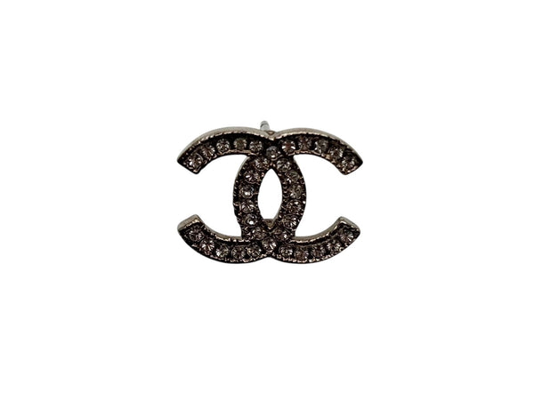 Very Good Condition CHANEL Coco Mark Silver Rhinestone Both Earrings A14V Engraved Weight 1.4g Silver Metal Fittings Used 4b007582