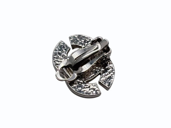 Very Good Condition CHANEL Coco Mark Rhinestone Silver Binaural Earrings 01P Engraved Weight 7.0g Silver Hardware Used 4b007584