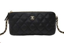 画像をギャラリービューアに読み込む, 新品未使用 CHANEL シャネル チェーンショルダーウォレット A82527 28番台 キャビアスキン ココマーク ブラック ゴールド金具 中古 4b007594