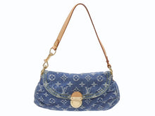 Load image into Gallery viewer, 極美品 LOUIS VUITTON ルイヴィトン ミニプリーティ ハンドバッグ M95050 モノグラムデニム レザー ブルー 中古 4b007599