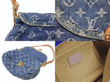 Load image into Gallery viewer, 極美品 LOUIS VUITTON ルイヴィトン ミニプリーティ ハンドバッグ M95050 モノグラムデニム レザー ブルー 中古 4b007599