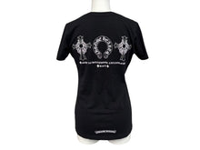 画像をギャラリービューアに読み込む, 極美品 CHROME HEARTS クロムハーツ V字ネック 半袖Ｔシャツ ホースシュー U.S.A製 コットン ブラック ホワイト サイズS 中古 4b007600