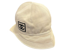 画像をギャラリービューアに読み込む, CHANEL シャネル スポーツライン バケットハット ココマーク ベージュ コットン サイズM 美品 中古 4b007605
