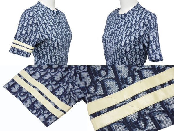CHRISTIAN DIOR クリスチャンディオール 半袖Tシャツ 2P12155050 サイズ36 トロッター柄 ネイビー ガリアーノ期 美品 中古 4b007615