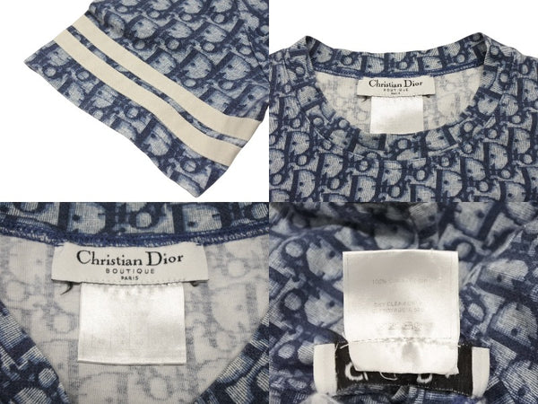 CHRISTIAN DIOR クリスチャンディオール 半袖Tシャツ 2P12155050 サイズ36 トロッター柄 ネイビー ガリアーノ期 美品 中古 4b007615