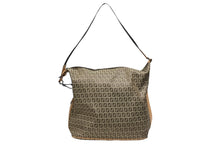 画像をギャラリービューアに読み込む, FENDI フェンディ ショルダーバッグ ズッキーノ柄 ベージュ 内ポケット キャンバス レザー 美品 中古 4b007616