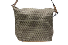 画像をギャラリービューアに読み込む, FENDI フェンディ ショルダーバッグ ズッキーノ柄 ベージュ 内ポケット キャンバス レザー 美品 中古 4b007616