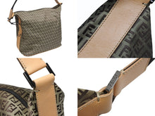 画像をギャラリービューアに読み込む, FENDI フェンディ ショルダーバッグ ズッキーノ柄 ベージュ 内ポケット キャンバス レザー 美品 中古 4b007616