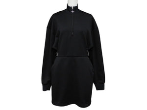 Very Good Condition PRADA Sweat One Piece Dress 2023 WS15420 Triangle Logo Black Silver Hardware Used 4b007621