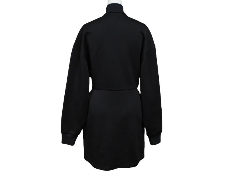 極美品 PRADA プラダ スウェット ワンピース ドレス 2023 WS15420 トライアングルロゴ ブラック シルバー金具 中古 4b007621