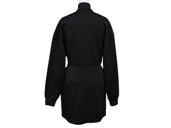Very Good Condition PRADA Sweat One Piece Dress 2023 WS15420 Triangle Logo Black Silver Hardware Used 4b007621