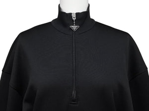 Very Good Condition PRADA Sweat One Piece Dress 2023 WS15420 Triangle Logo Black Silver Hardware Used 4b007621
