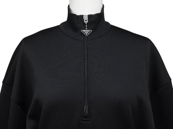 Very Good Condition PRADA Sweat One Piece Dress 2023 WS15420 Triangle Logo Black Silver Hardware Used 4b007621