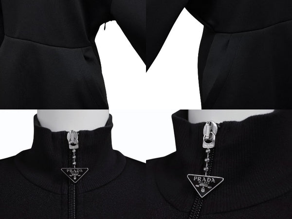 Very Good Condition PRADA Sweat One Piece Dress 2023 WS15420 Triangle Logo Black Silver Hardware Used 4b007621