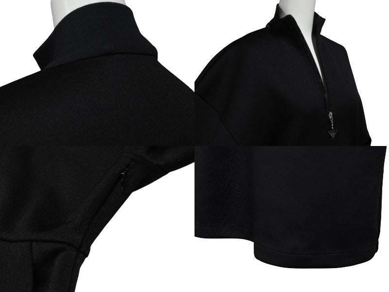 極美品 PRADA プラダ スウェット ワンピース ドレス 2023 WS15420 トライアングルロゴ ブラック シルバー金具 中古 4b007621