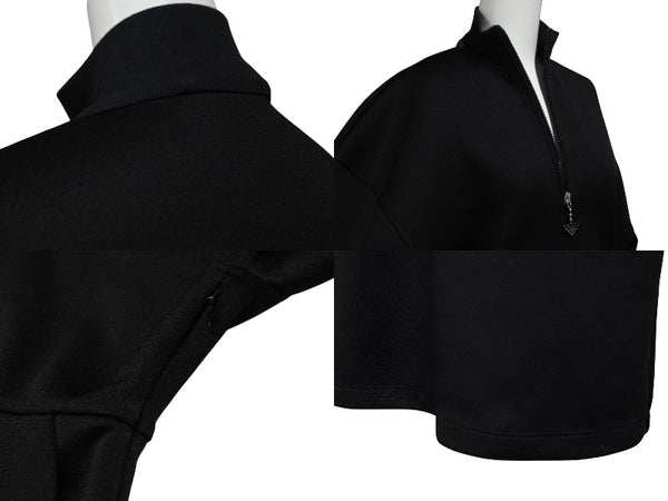 Very Good Condition PRADA Sweat One Piece Dress 2023 WS15420 Triangle Logo Black Silver Hardware Used 4b007621