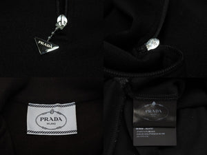Very Good Condition PRADA Sweat One Piece Dress 2023 WS15420 Triangle Logo Black Silver Hardware Used 4b007621