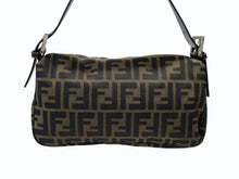画像をギャラリービューアに読み込む, FENDI フェンディ マンマバケット ワンショルダーバッグ ズッカ柄 キャンバス レザー ブラウン シルバー金具 美品 中古 4b007622