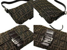 画像をギャラリービューアに読み込む, FENDI フェンディ マンマバケット ワンショルダーバッグ ズッカ柄 キャンバス レザー ブラウン シルバー金具 美品 中古 4b007622