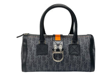 画像をギャラリービューアに読み込む, 極美品 CHRISTIAN DIOR クリスチャンディオール トロッターライン ハンドバッグ 02-B0-1015 ネイビー オレンジ シルバー金具 中古 4b007623