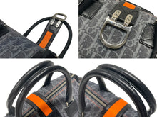 画像をギャラリービューアに読み込む, 極美品 CHRISTIAN DIOR クリスチャンディオール トロッターライン ハンドバッグ 02-B0-1015 ネイビー オレンジ シルバー金具 中古 4b007623