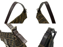 画像をギャラリービューアに読み込む, FENDI フェンディ マンマバケット ワンショルダーバッグ 26424 ズッカ柄 キャンバス レザー ブラウン シルバー金具 美品 中古 4b007626