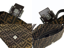 画像をギャラリービューアに読み込む, FENDI フェンディ マンマバケット ワンショルダーバッグ 26424 ズッカ柄 キャンバス レザー ブラウン シルバー金具 美品 中古 4b007626