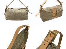 画像をギャラリービューアに読み込む, 極美品 FENDI フェンディ マンマバケット ズッカ柄 ワンショルダーバッグ キャンバス レザー ベージュ ゴールド金具 中古 4b007631