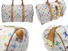 画像をギャラリービューアに読み込む, LOUIS VUITTON ルイヴィトン キーポル45 ボストンバッグ M92641 モノグラム マルチカラー ホワイト 村上隆 美品 中古 4b007645