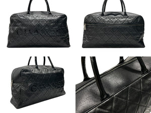CHANEL シャネル ボストンバッグ ブラック キャビアスキン シリアル