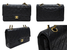 画像をギャラリービューアに読み込む, CHANEL シャネル マトラッセ25 Wフラップ Wチェーンショルダーバッグ 2番台 ラムスキン ココマーク ブラック ゴールド金具 美品 中古 4b007650