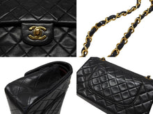 画像をギャラリービューアに読み込む, CHANEL シャネル マトラッセ25 Wフラップ Wチェーンショルダーバッグ 2番台 ラムスキン ココマーク ブラック ゴールド金具 美品 中古 4b007650