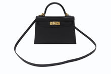画像をギャラリービューアに読み込む, HERMES エルメス Mini Kelly2 ミニケリー2 ミニハンドバッグ ブラック ヴォーエプソン B刻印 2023年 ゴールド金具 美品 中古 4b007652