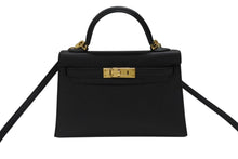 画像をギャラリービューアに読み込む, HERMES エルメス Mini Kelly2 ミニケリー2 ミニハンドバッグ ブラック ヴォーエプソン B刻印 2023年 ゴールド金具 美品 中古 4b007652