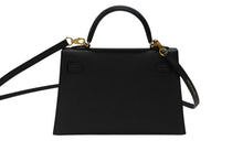 画像をギャラリービューアに読み込む, HERMES エルメス Mini Kelly2 ミニケリー2 ミニハンドバッグ ブラック ヴォーエプソン B刻印 2023年 ゴールド金具 美品 中古 4b007652