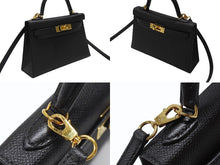 画像をギャラリービューアに読み込む, HERMES エルメス Mini Kelly2 ミニケリー2 ミニハンドバッグ ブラック ヴォーエプソン B刻印 2023年 ゴールド金具 美品 中古 4b007652