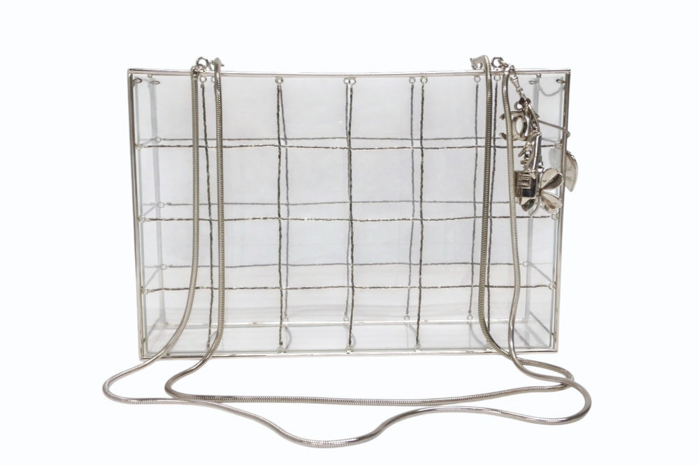 CHANEL シャネル ココマーク アイコン アクリル ボックス ビーズ チェーンショルダーバッグ クリア 美品 中古 4b007655