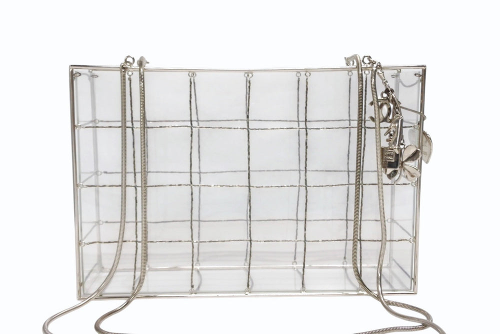 CHANEL シャネル ココマーク アイコン アクリル ボックス ビーズ チェーンショルダーバッグ クリア 美品 中古 4b007655