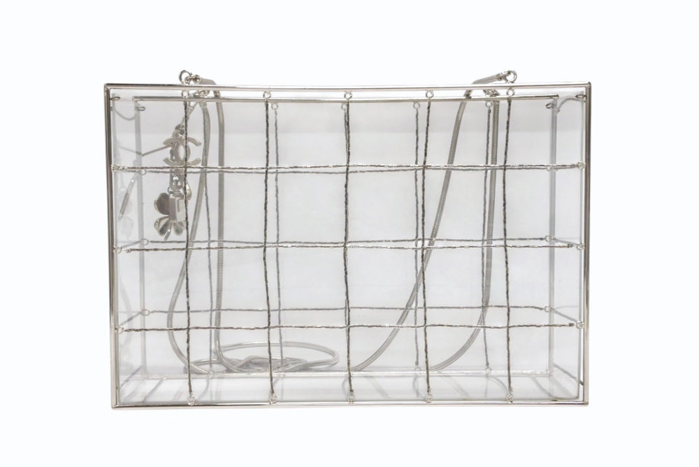 CHANEL シャネル ココマーク アイコン アクリル ボックス ビーズ チェーンショルダーバッグ クリア 美品 中古 4b007655