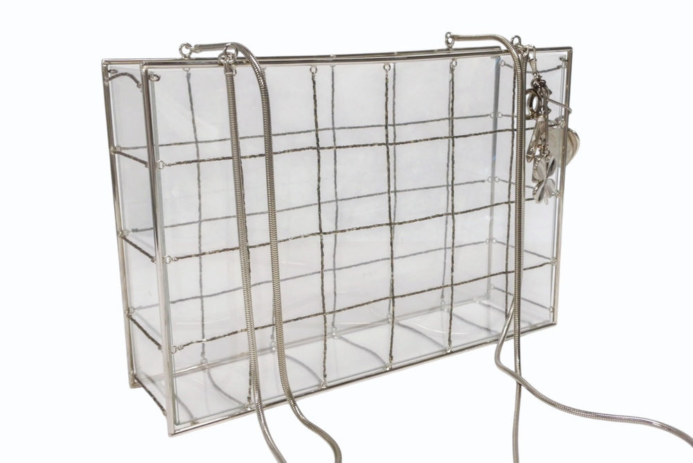 CHANEL シャネル ココマーク アイコン アクリル ボックス ビーズ チェーンショルダーバッグ クリア 美品 中古 4b007655