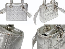 Load image into Gallery viewer, Christian Dior クリスチャンディオール Lady Dior レディディオール スモール 2WAYバッグ カナージュ シルバー シルバー金具 美品 中古 4b007657